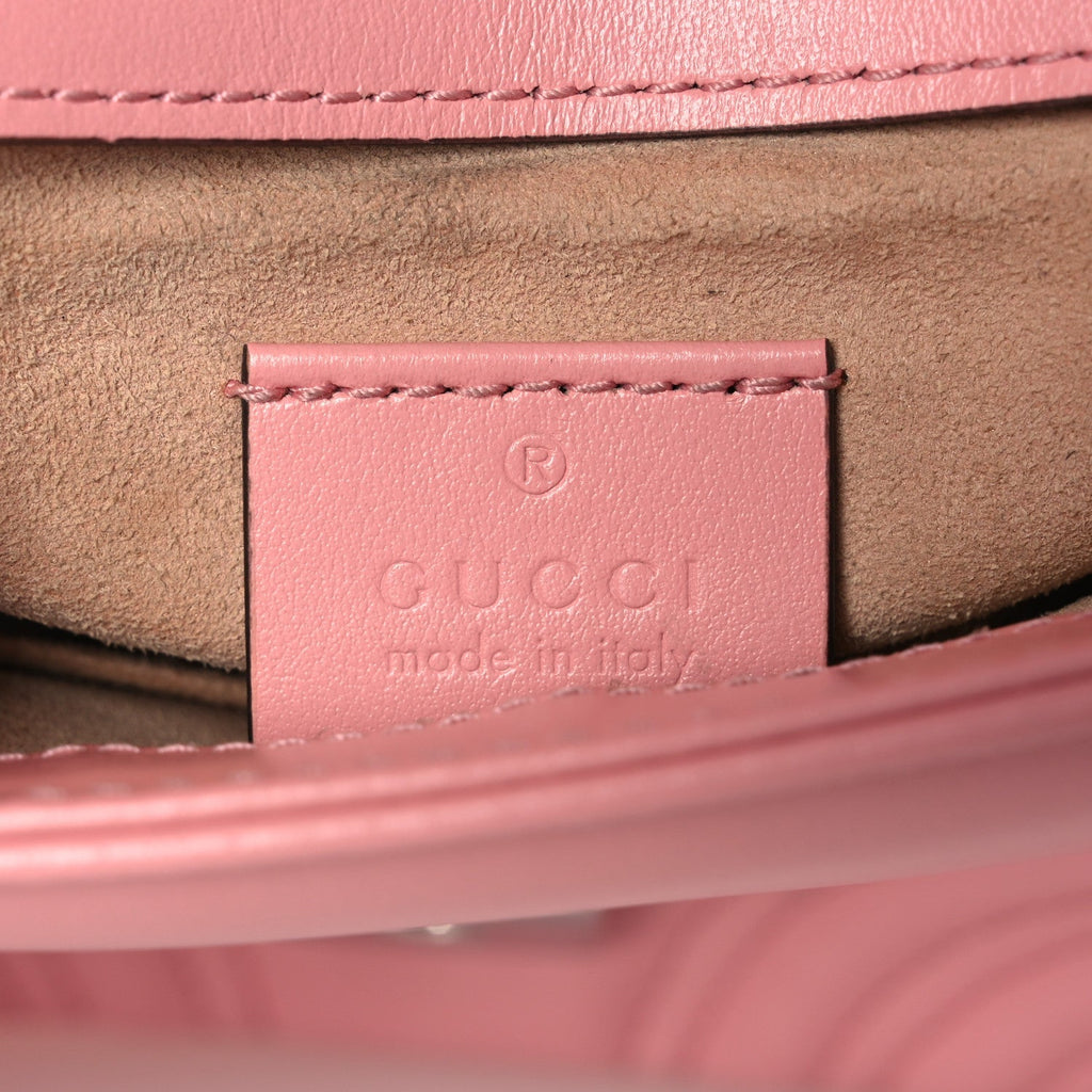 Calfskin Matelasse Mini GG Marmont Top Handle Shoulder Bag Wild Rose