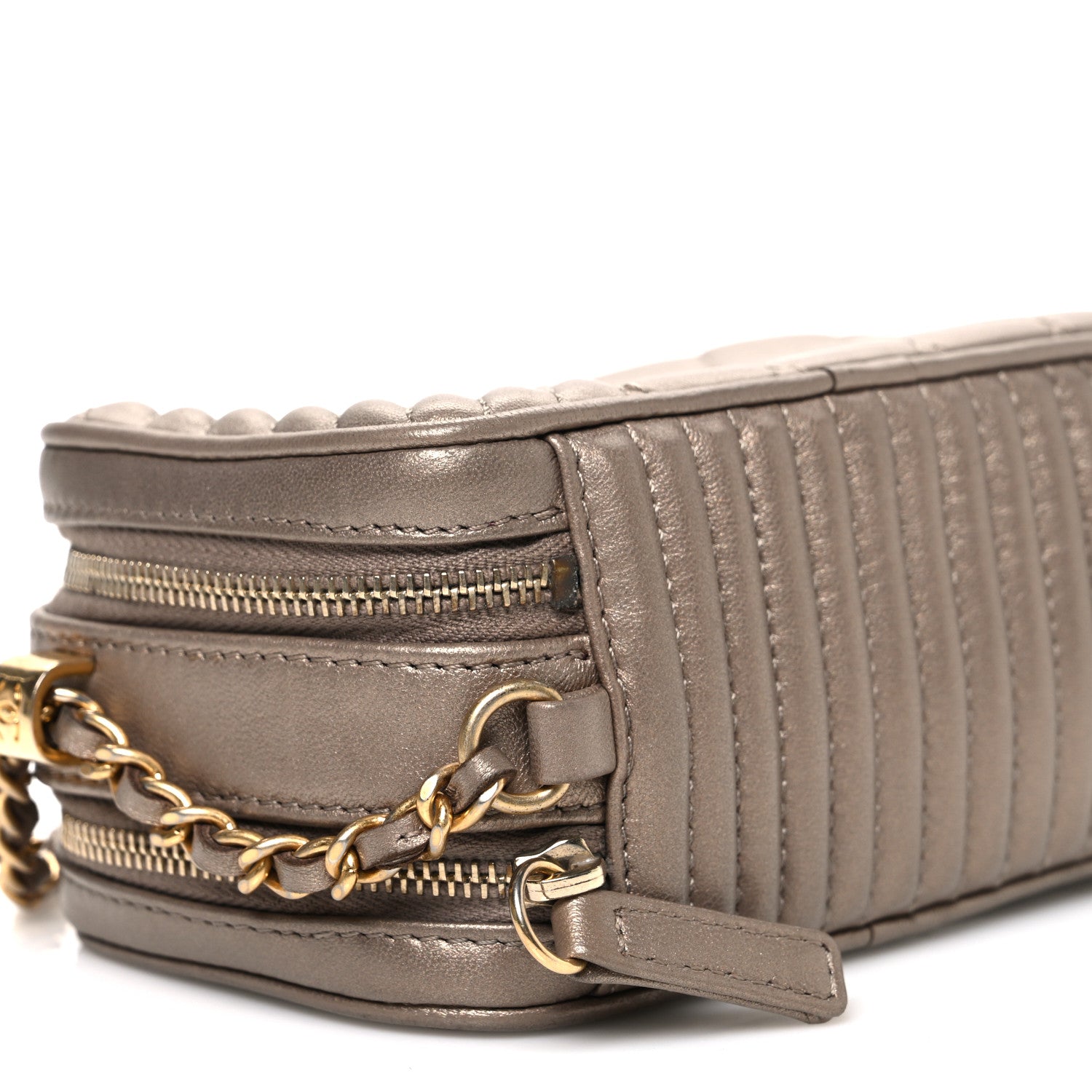 Metallic Lambskin Mini Coco Boy Camera Case Dark Gold
