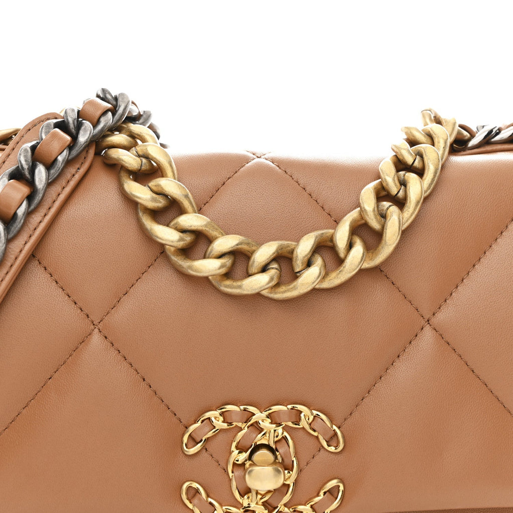 Lambskin Quilted Medium Chanel 19 Flap Brown