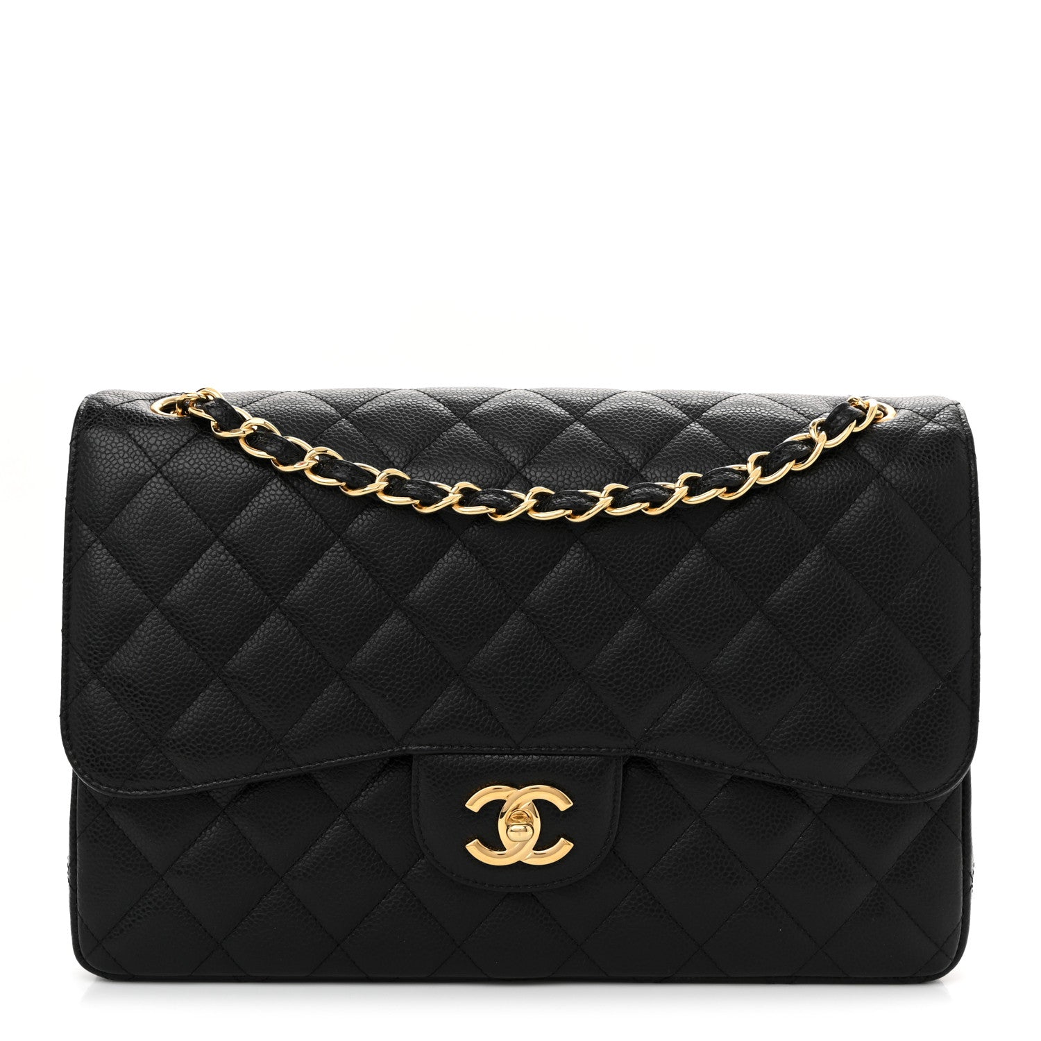 Caviar Quilted Jumbo Double Flap Black