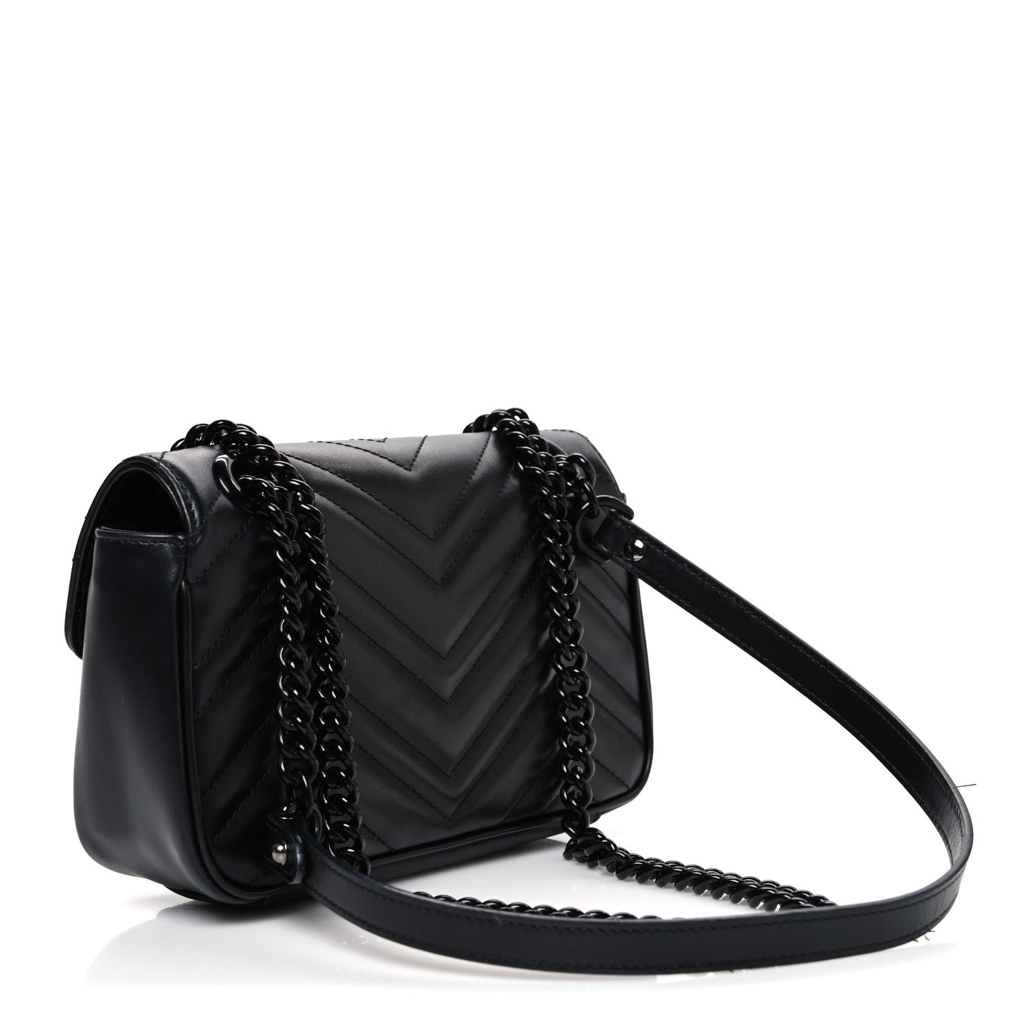 Calfskin Matelasse Monochrome Mini GG Marmont Shoulder Bag Black