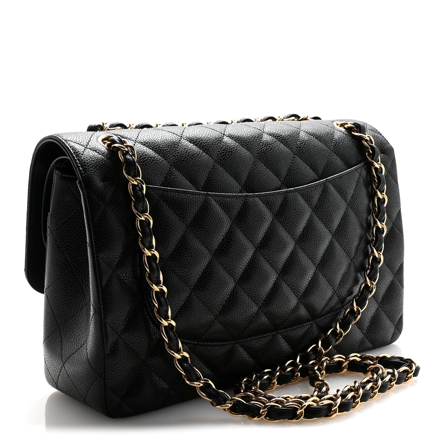 Caviar Quilted Jumbo Double Flap Black