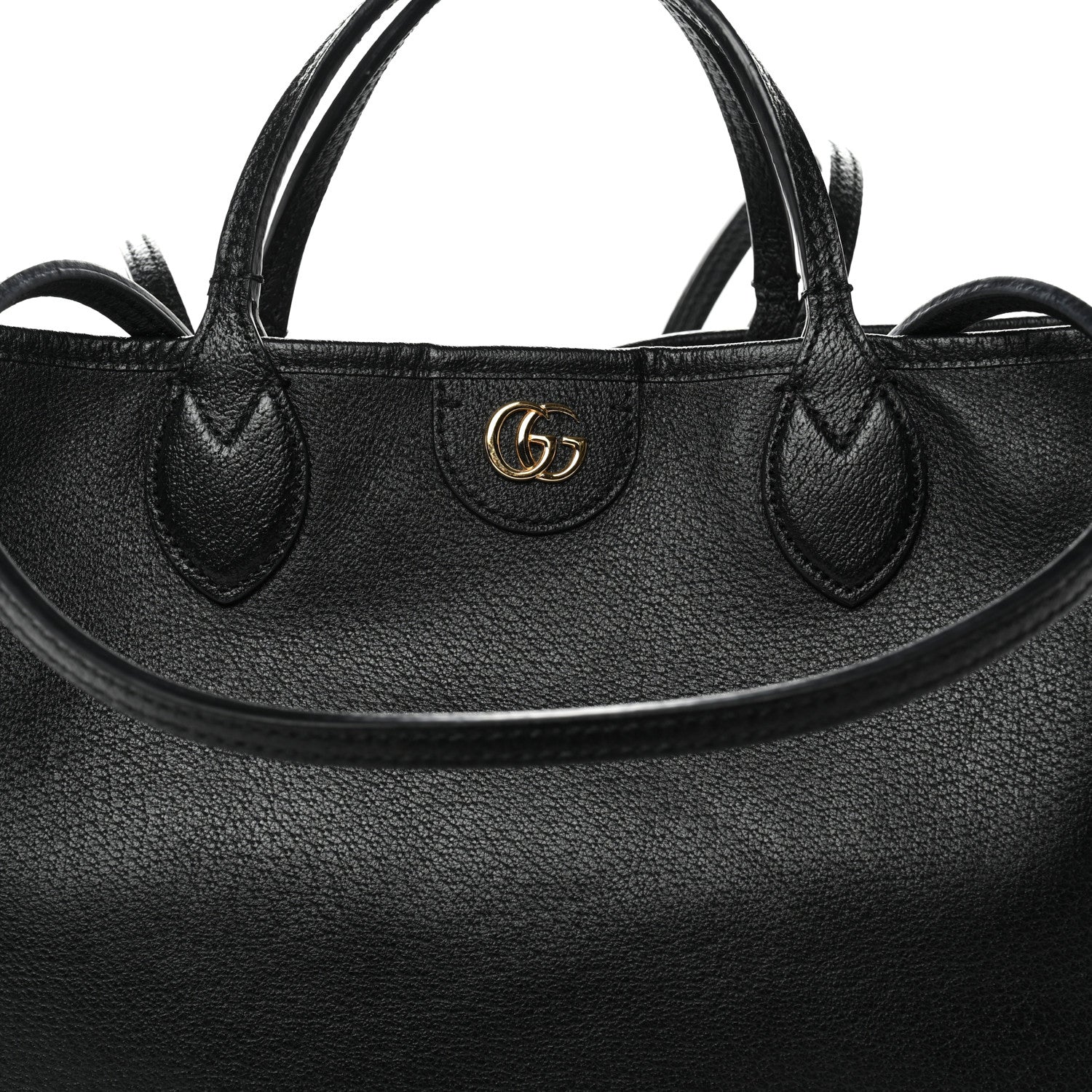 Textured Dollar Calfskin Medium Ophidia Shoulder Tote Bag Black