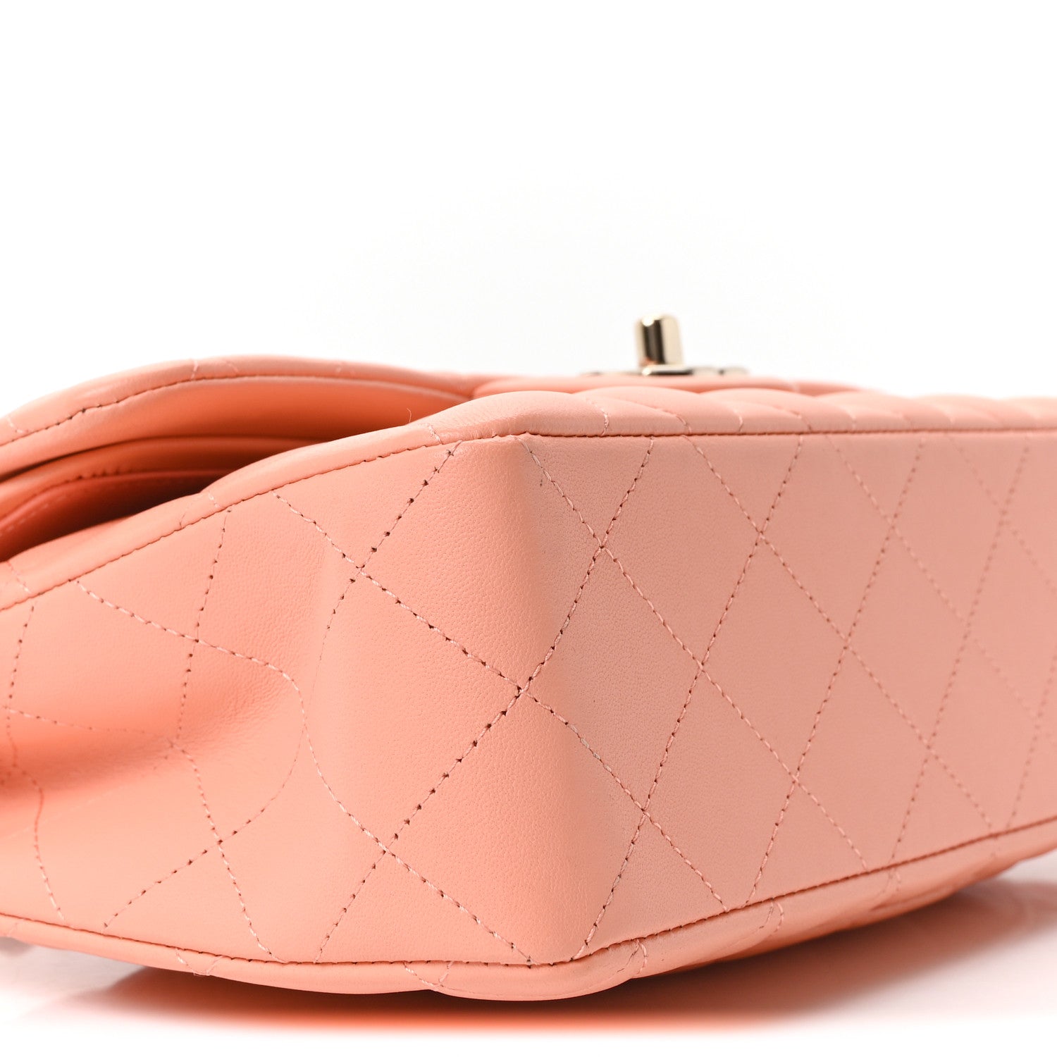 Lambskin Quilted Small Double Flap Light Orange