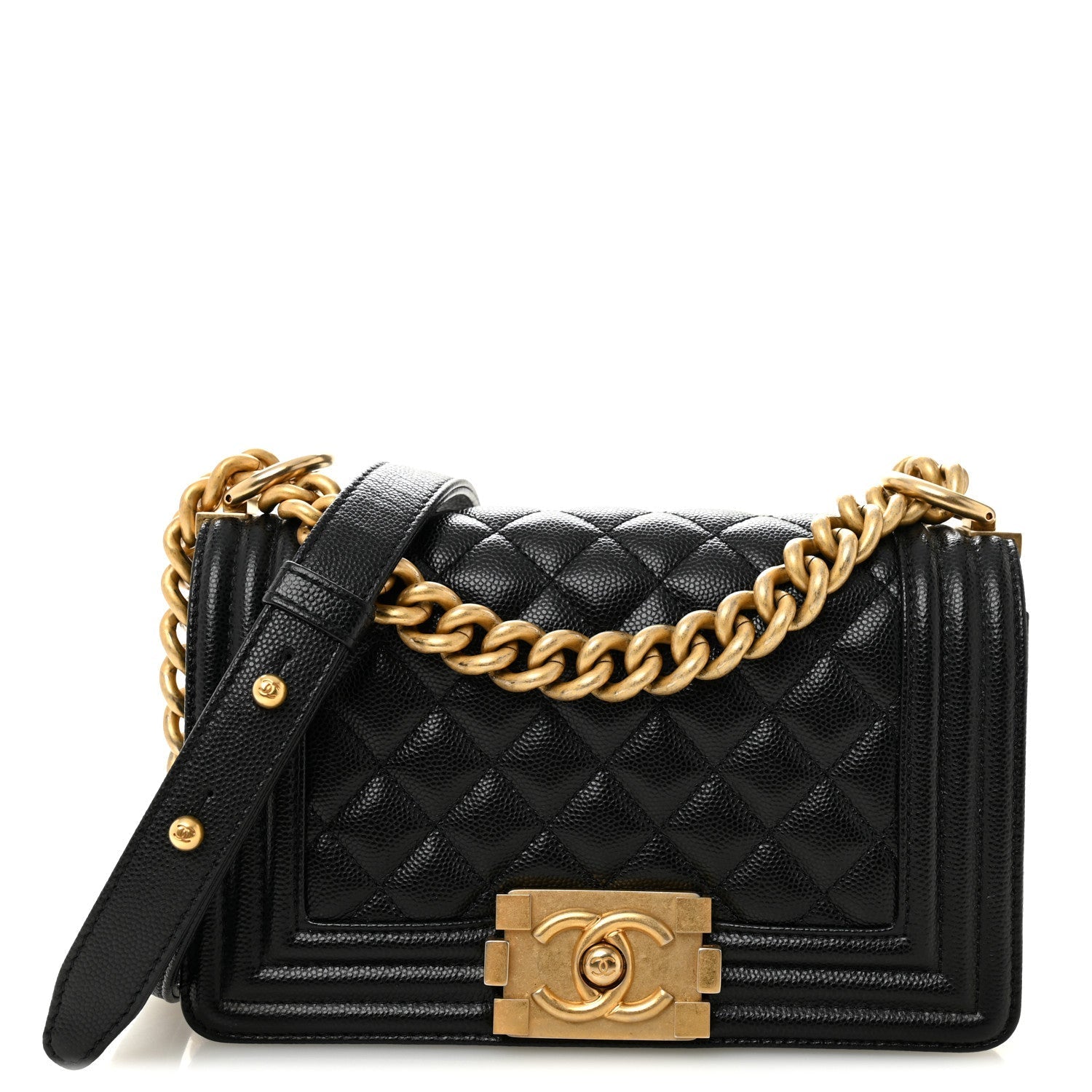 Caviar Quilted Small Boy Flap Black
