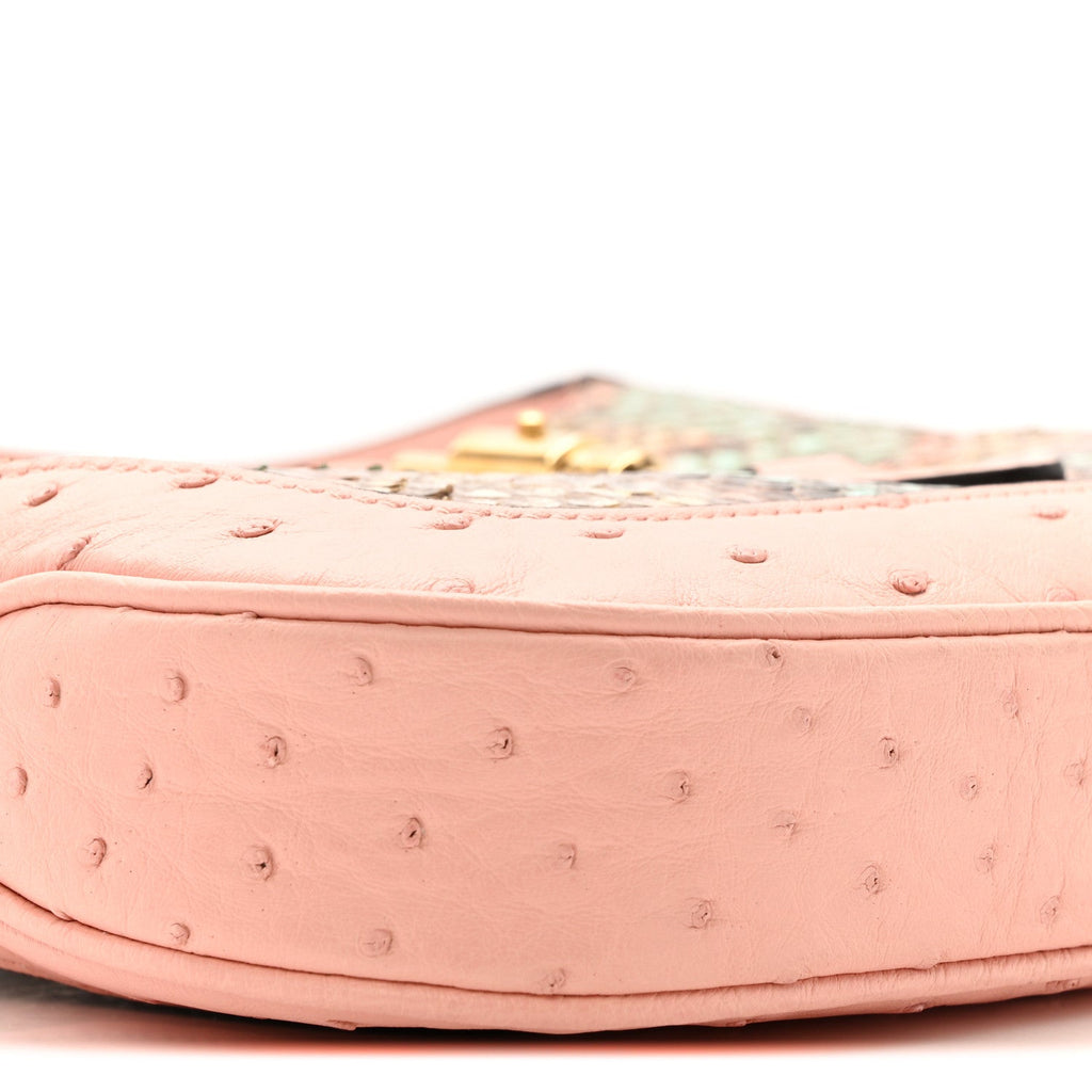 Snakeskin Ostrich Calfskin Small Jackie 1961 Hobo Pink Multicolor