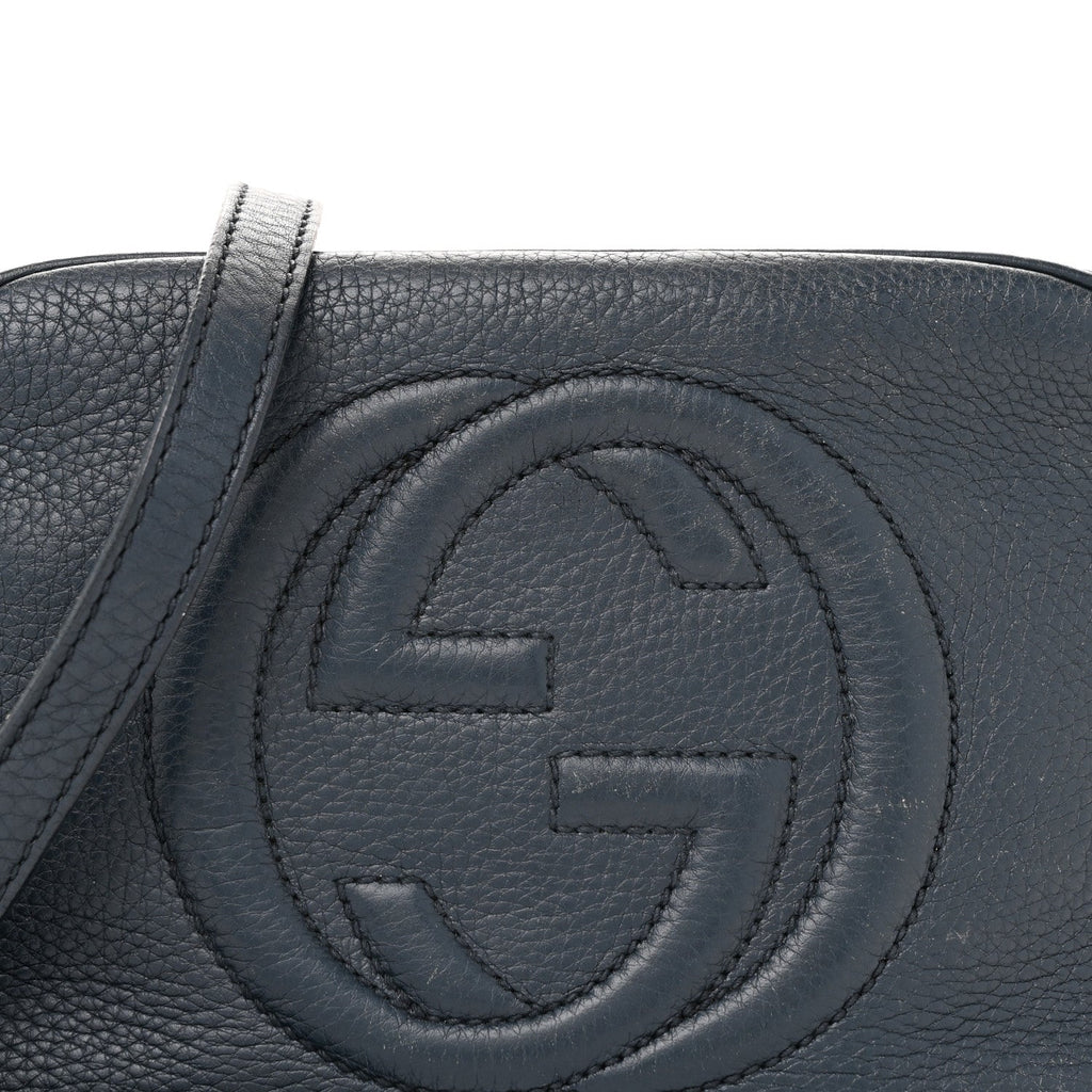Pebbled Calfskin Small Soho Disco Bag Blue