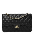 Caviar Quilted Jumbo Double Flap Black