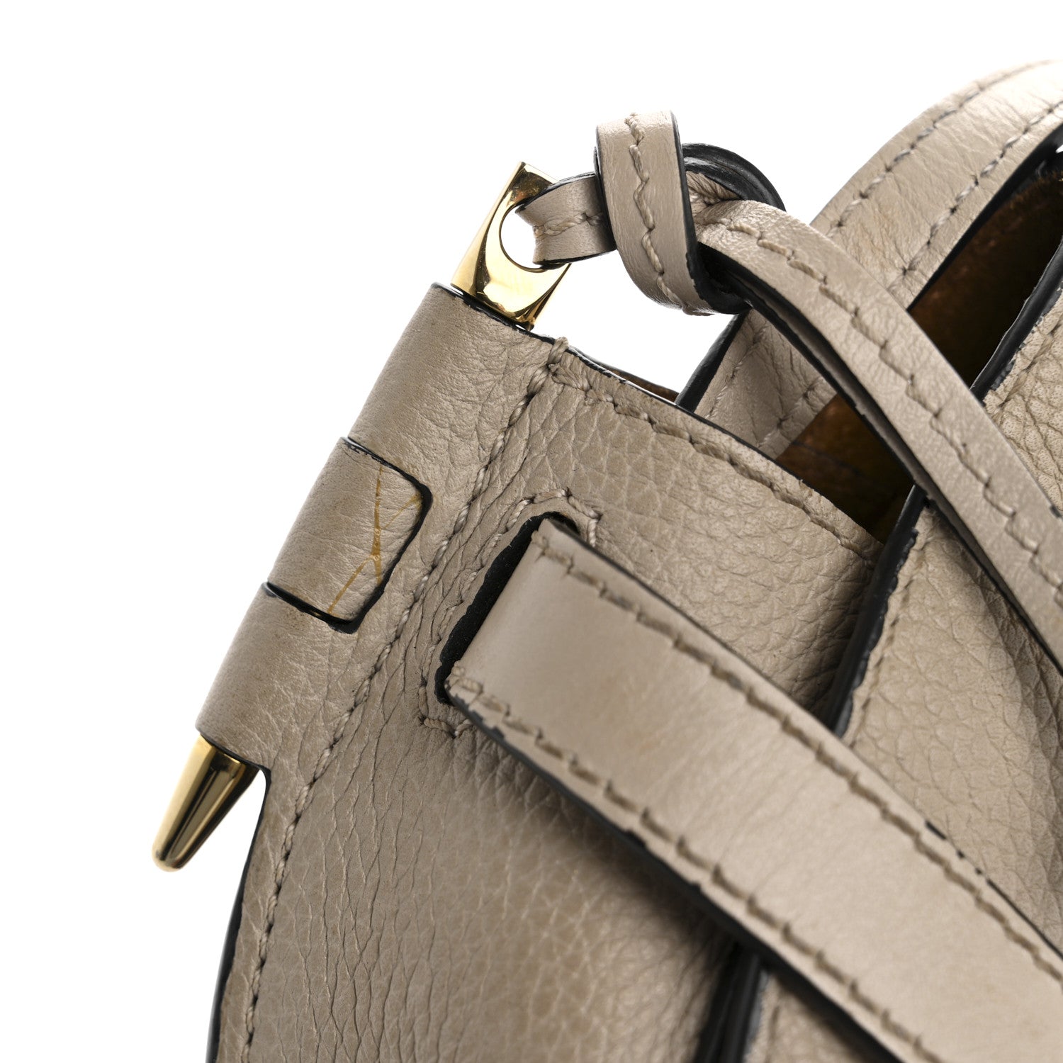 Grained Calfskin Mini Gate Crossbody Bag Light Oat