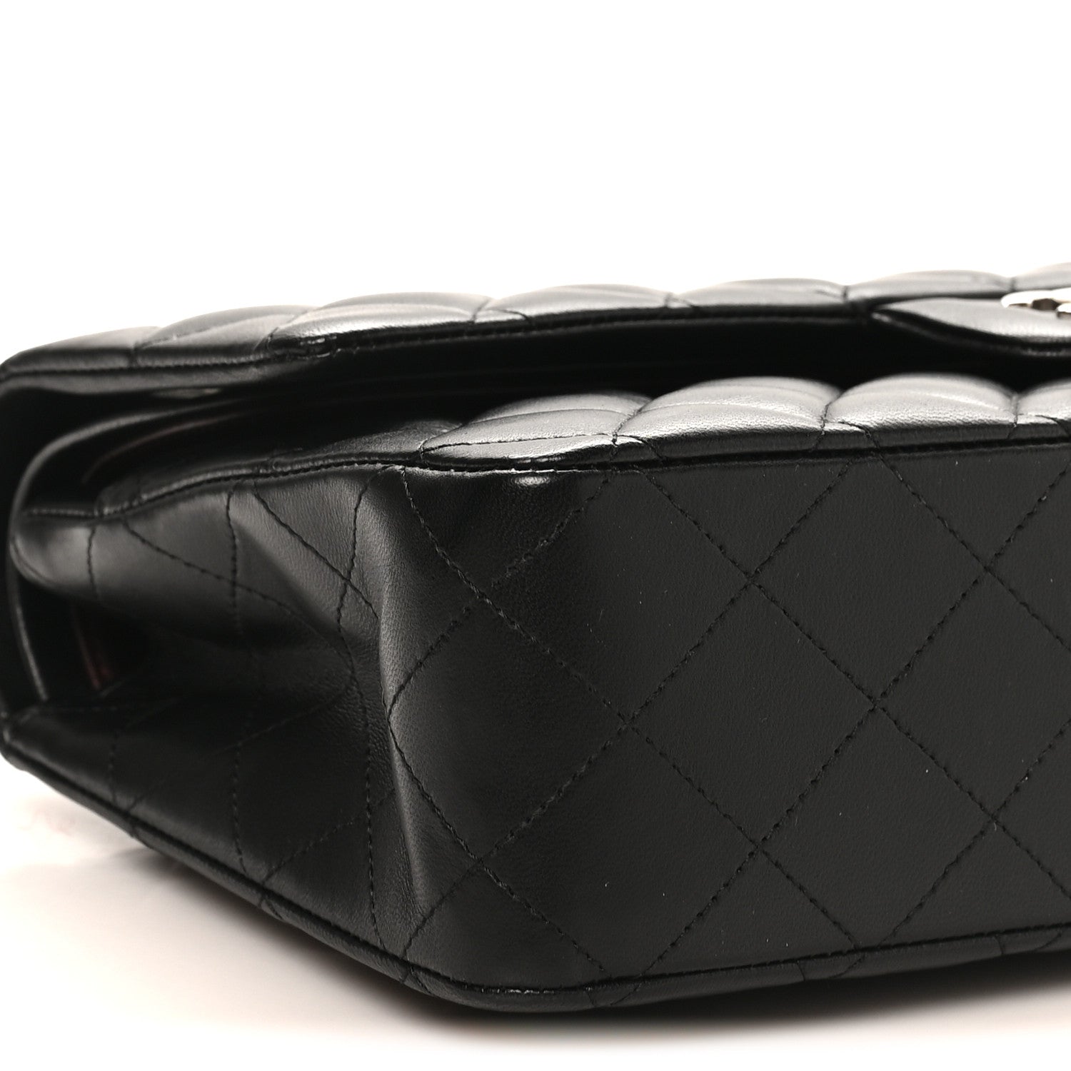 Lambskin Quilted Medium Double Flap Black