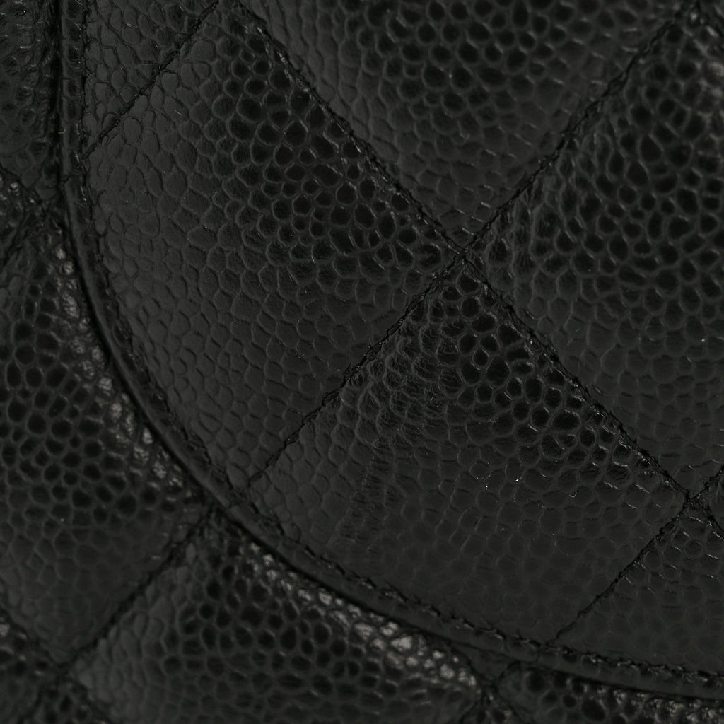 Caviar Quilted Jumbo Double Flap Black