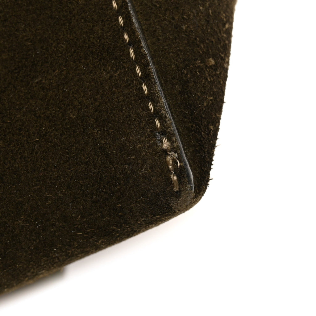 Suede Flamenco Satchel Bottle Green