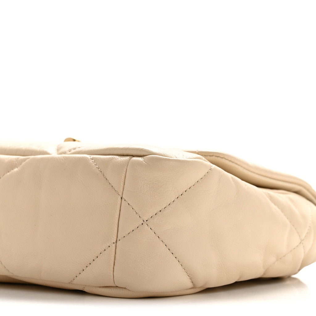 Lambskin Quilted Medium Chanel 19 Flap Beige