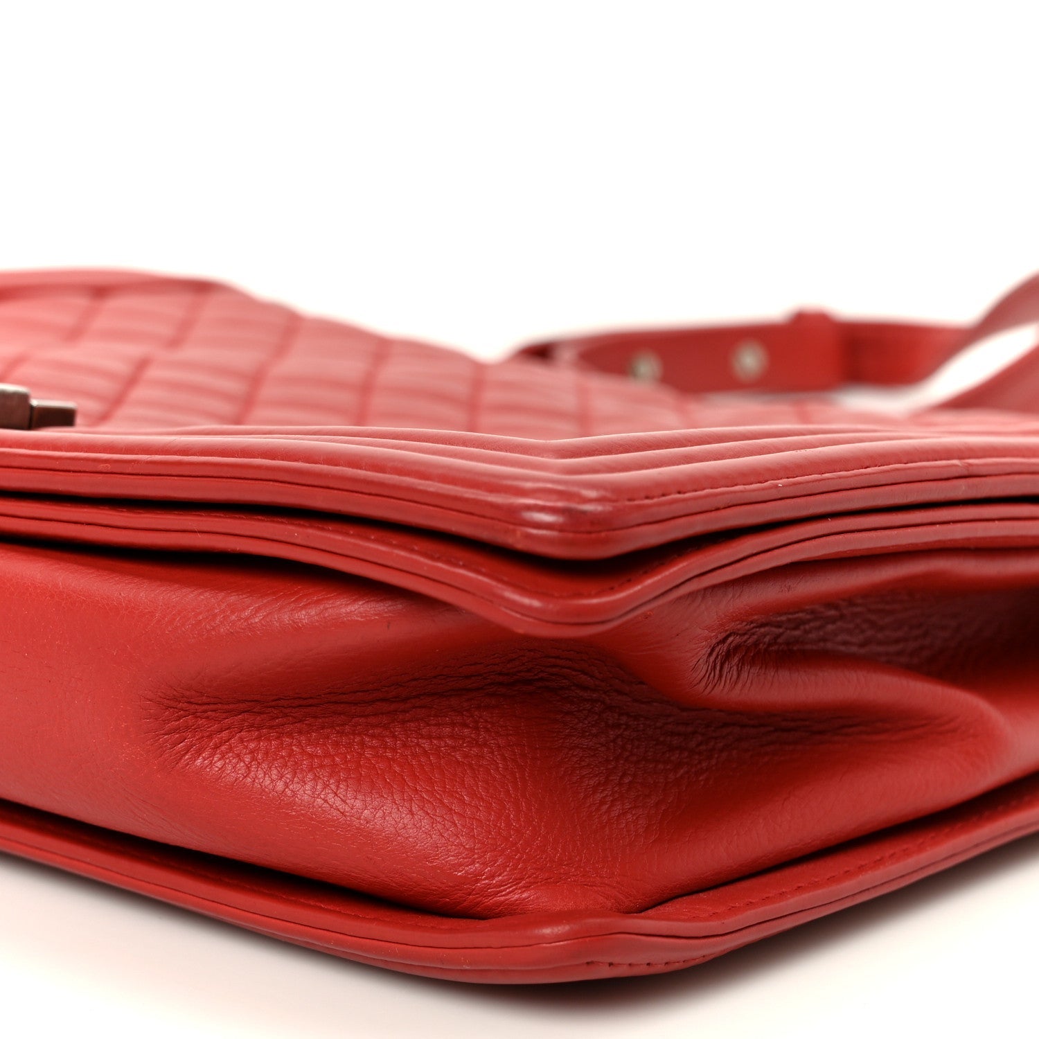 Calfskin Quilted Large Boy Flap Red