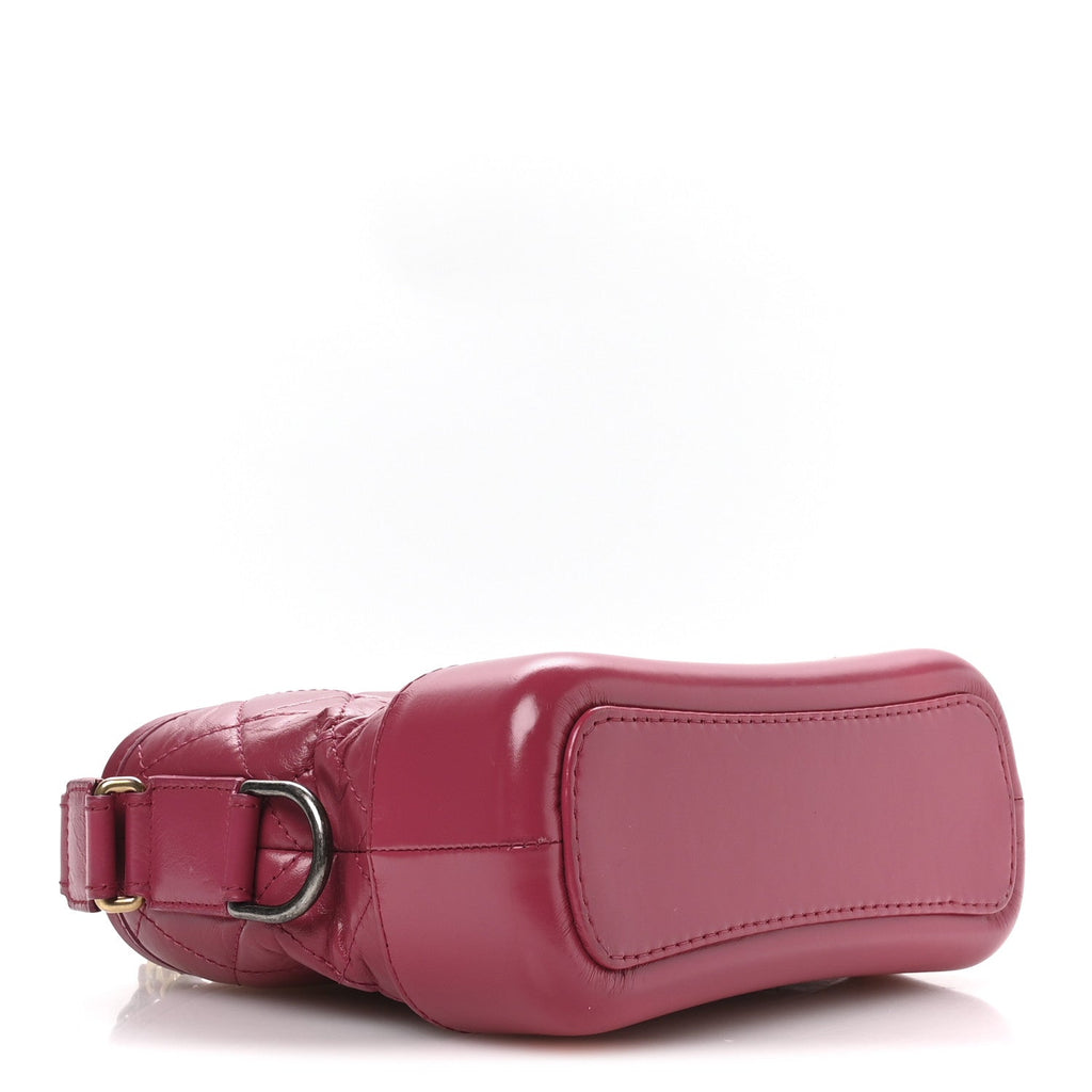 Aged Calfskin Quilted Small Gabrielle Hobo Fuchsia