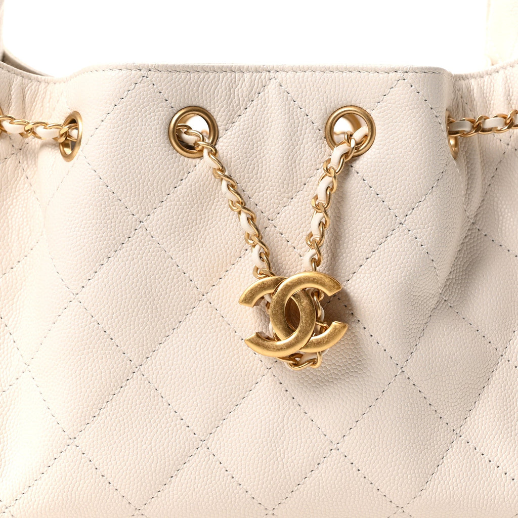 Caviar Quilted Mini Chanel 25 Handbag White