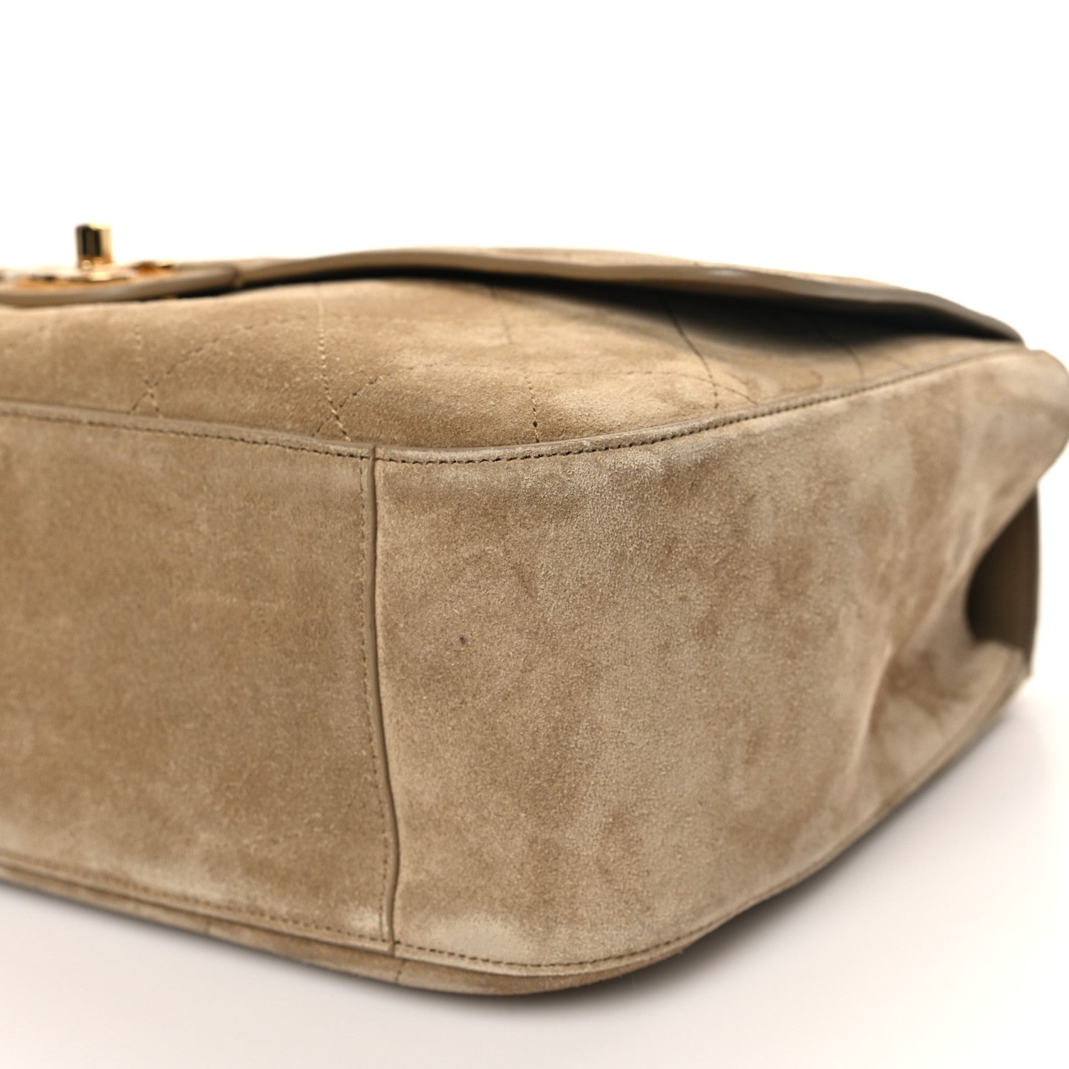 Suede Calfskin Small Souplissimo Maxi Flap Dark Beige