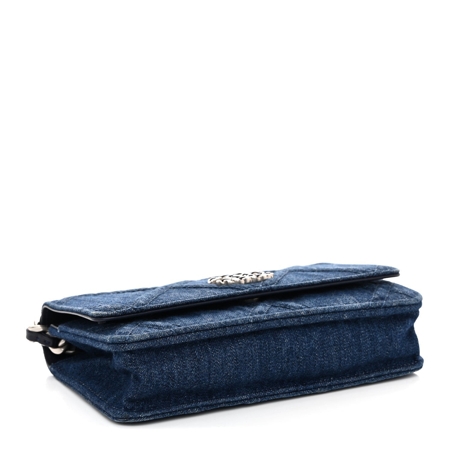 Denim Quilted Chanel 19 Wallet On Chain WOC Blue