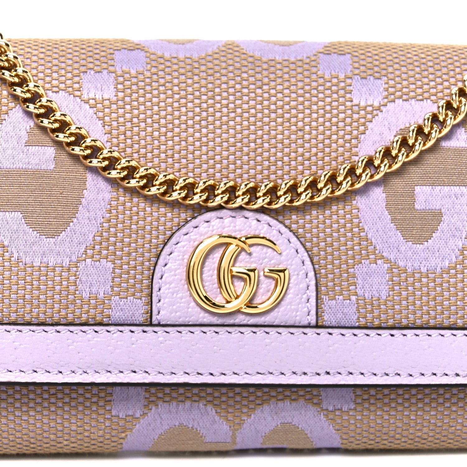 Monogram Jumbo GG Textured Dollar Calfskin Ophidia Continental Wallet On Chain Beige Lapis