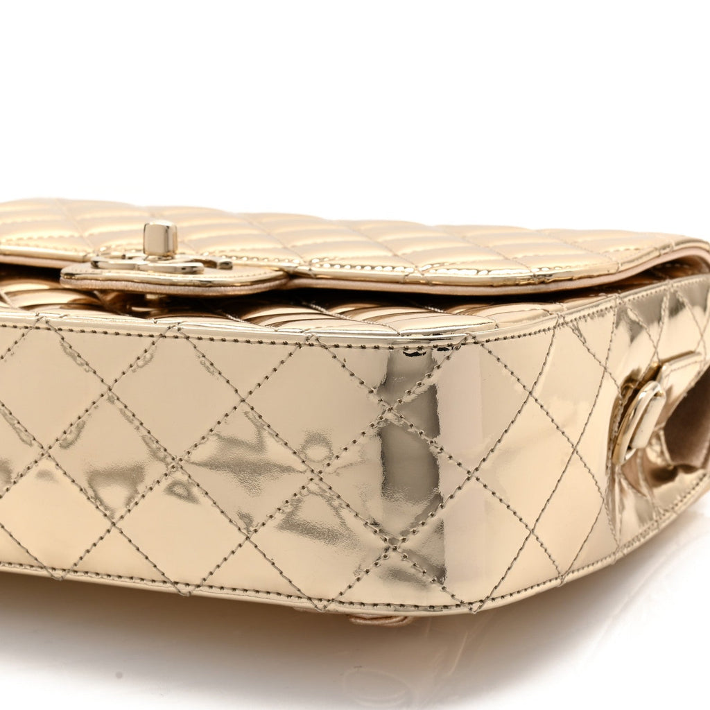 Mirror Calfskin Metallic Calfskin Quilted Hollywood Boulevard Backpack With Coin Purse Gold