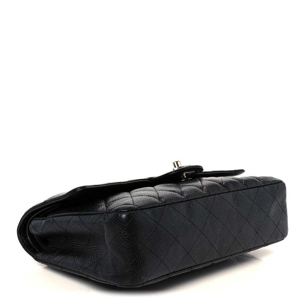 Caviar Quilted Medium Double Flap Black