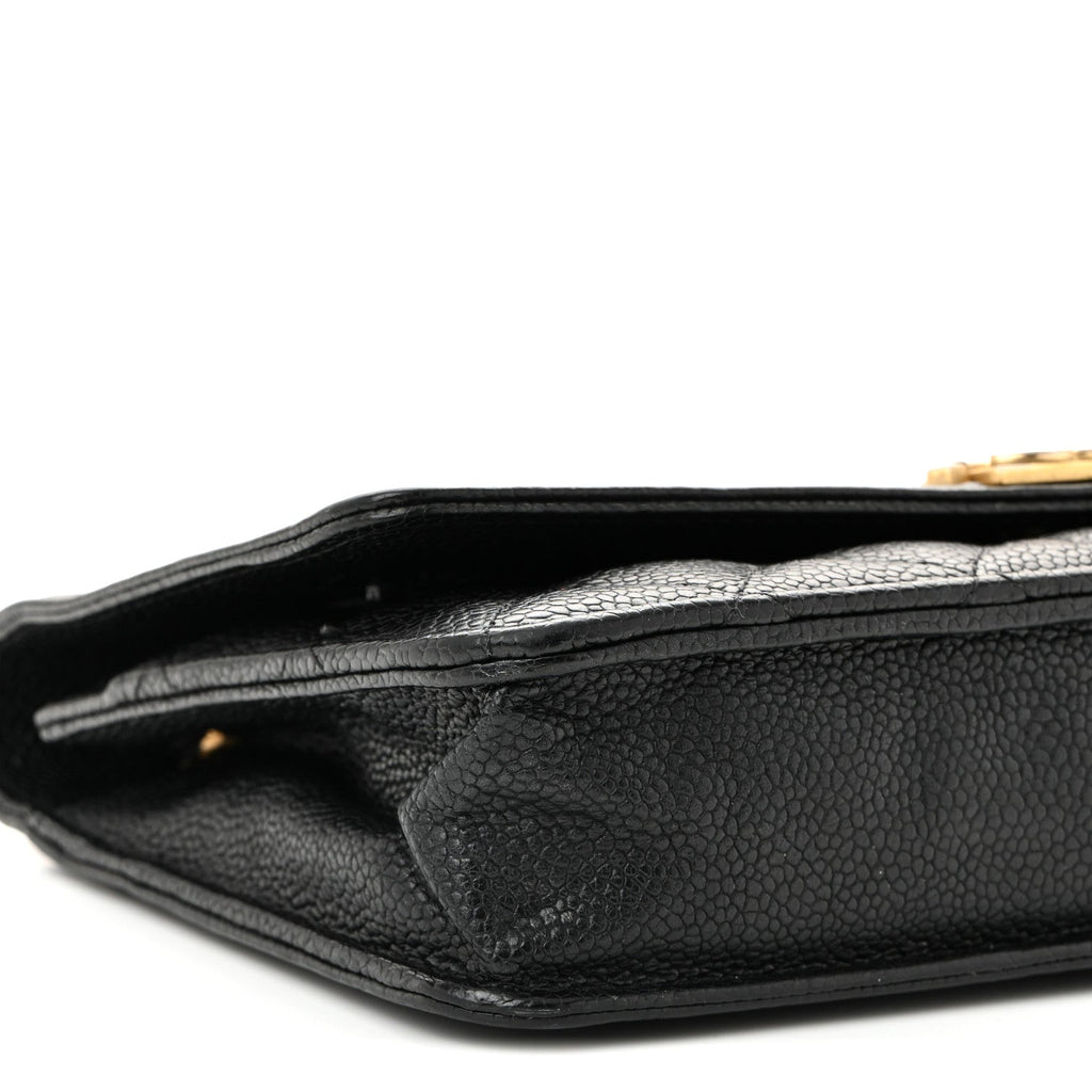 Caviar Quilted Boy Wallet On Chain WOC Black