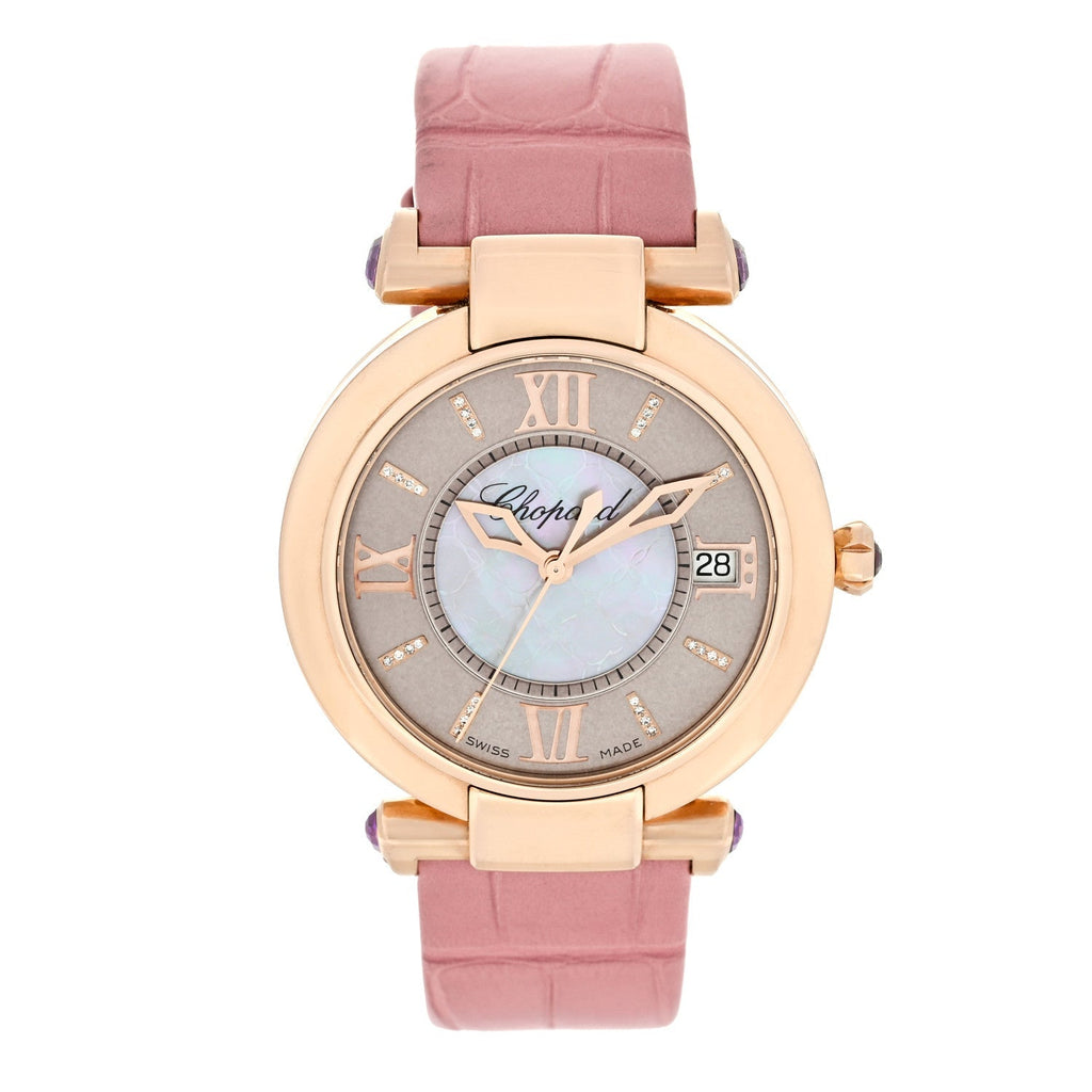 18K Rose Gold Alligator Mother of Pearl 36mm Imperiale Automatic Watch Pink