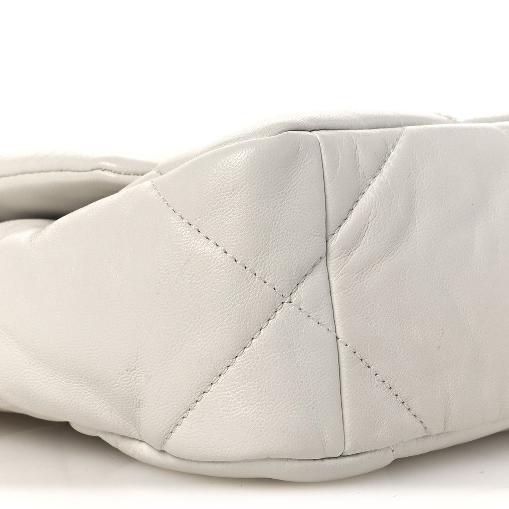 Goatskin Quilted Medium Chanel 19 Flap White