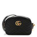 Calfskin Matelasse Mini GG Marmont Chain Shoulder Bag Black