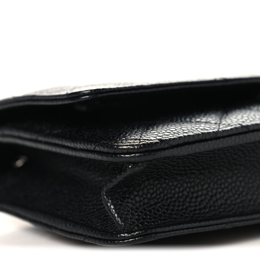 Caviar Quilted Wallet on Chain WOC Black