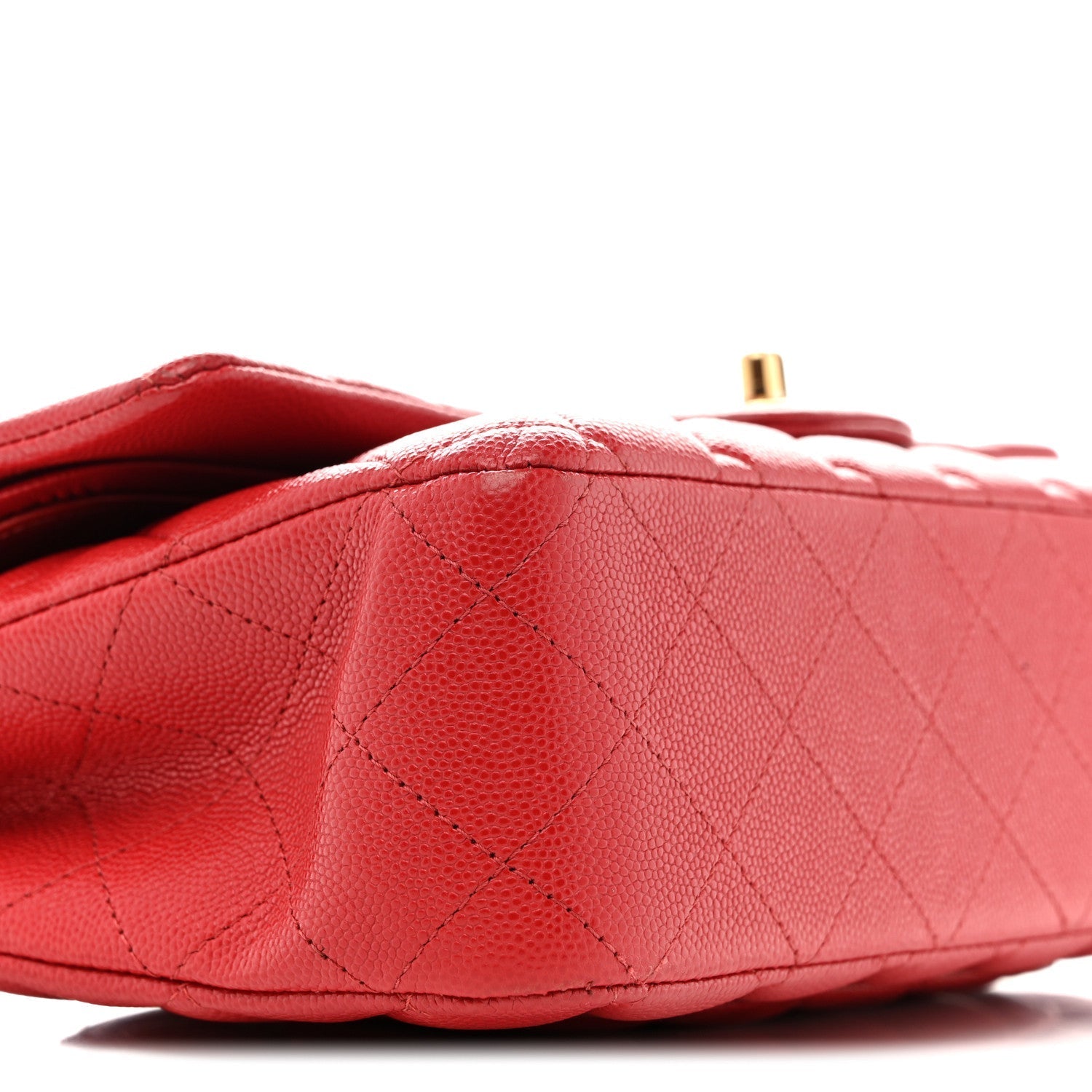 Caviar Quilted Medium Double Flap Red