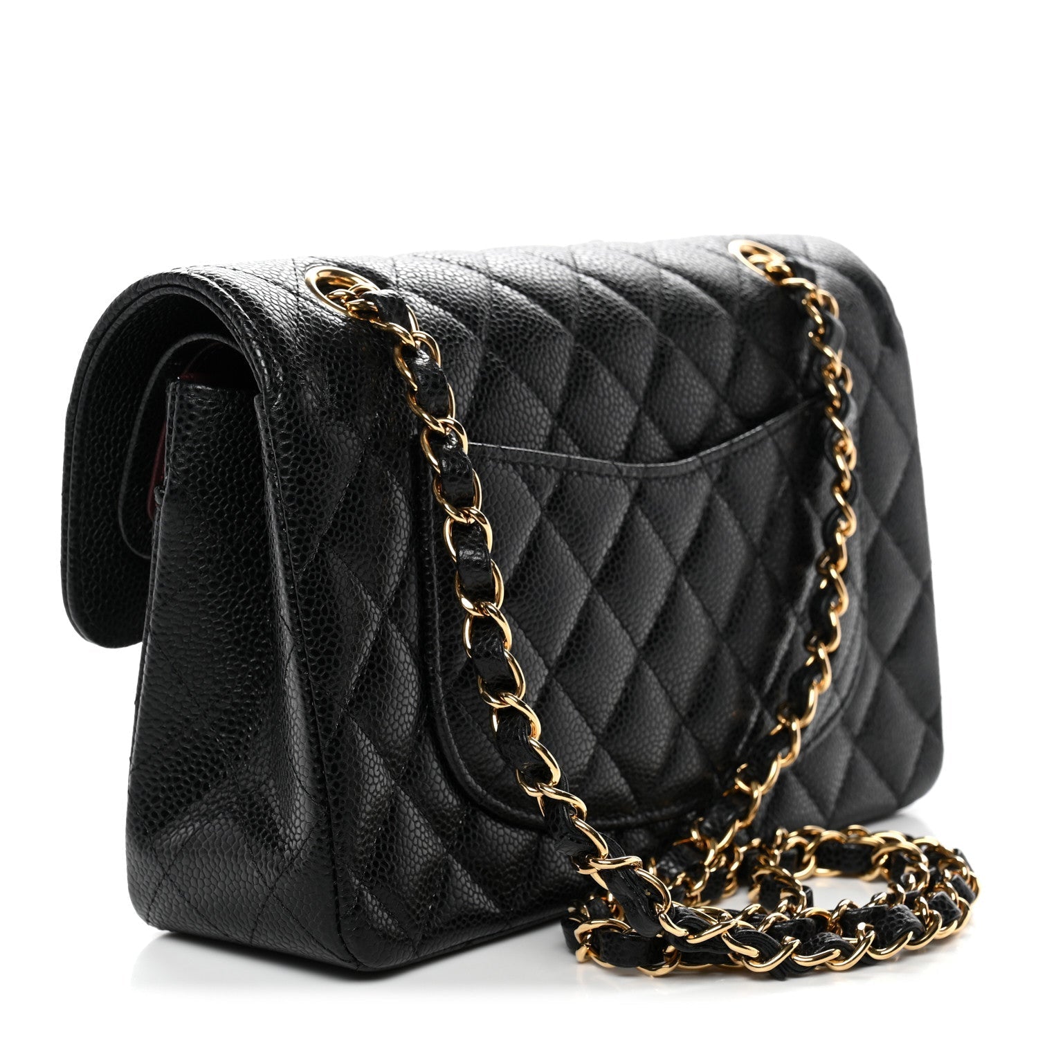 Caviar Quilted Small Double Flap Black