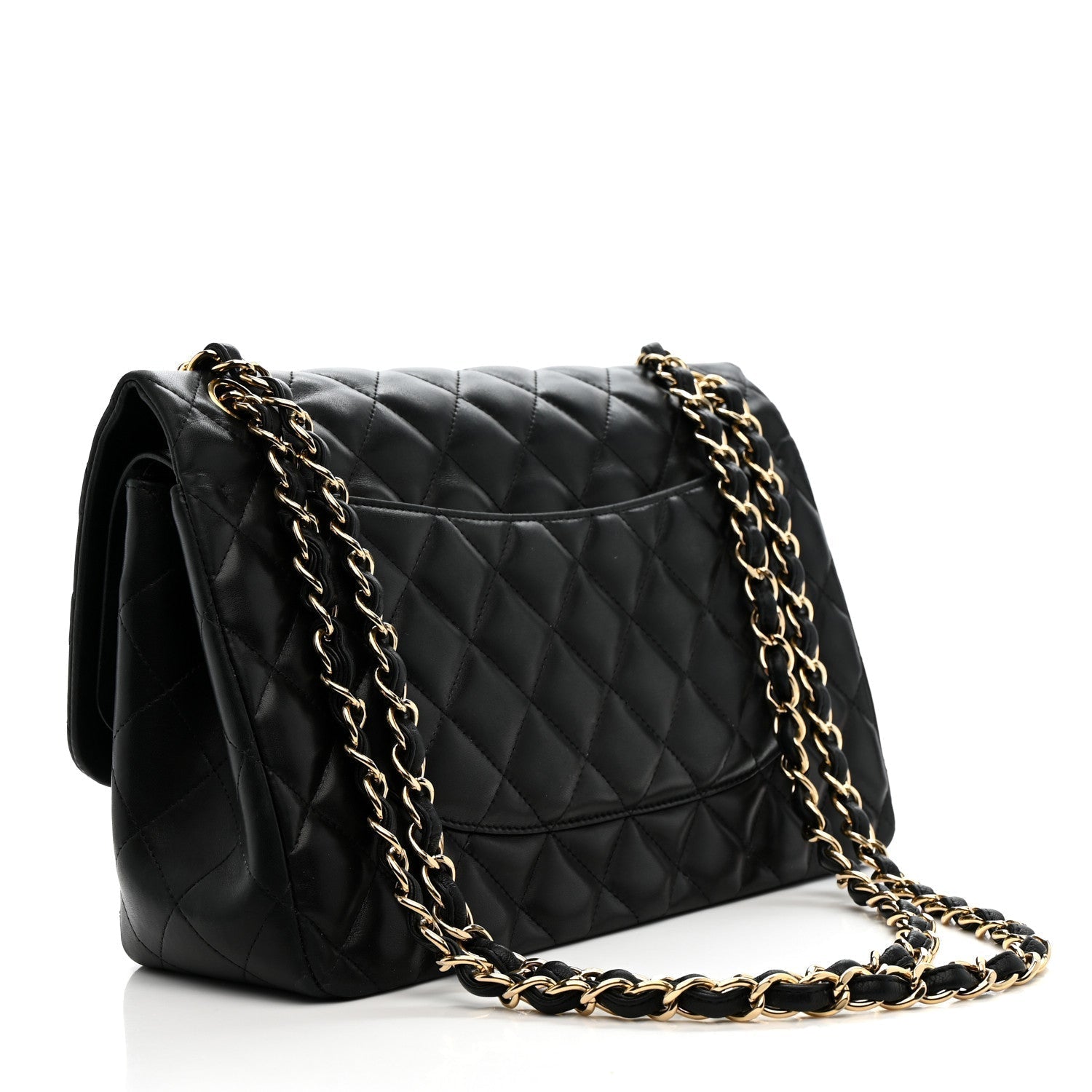 Lambskin Quilted Jumbo Double Flap Black