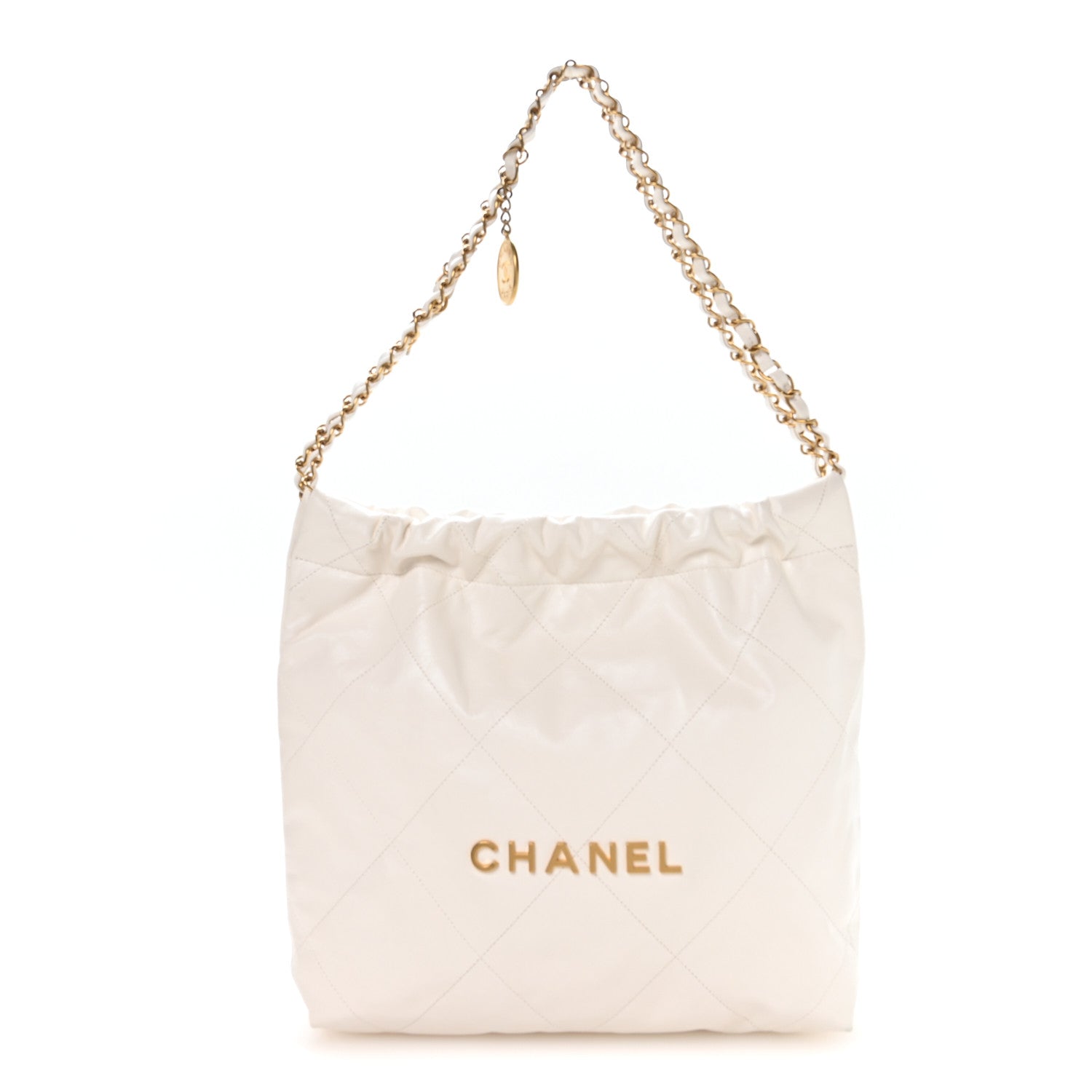 Shiny Calfskin Quilted Small Chanel 22 White