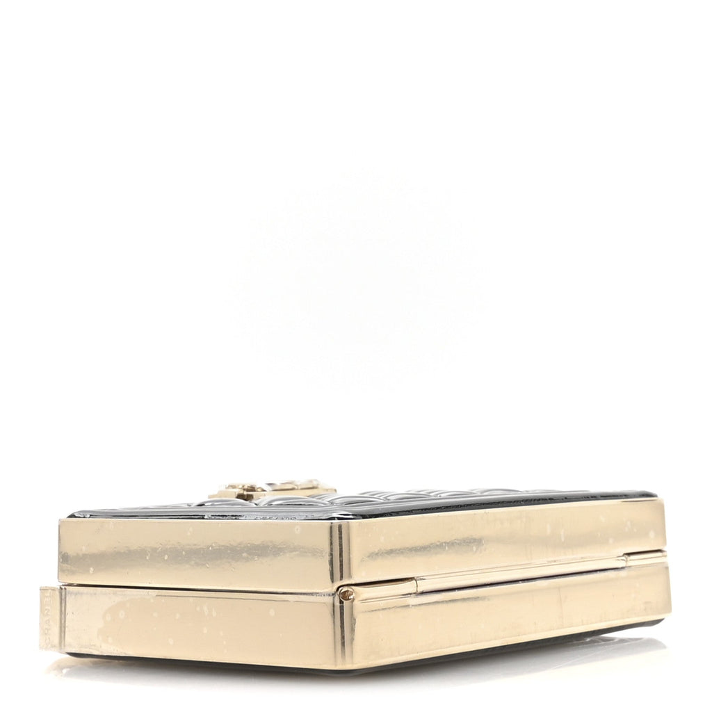 Patent Calfskin Boy Minaudiere Black