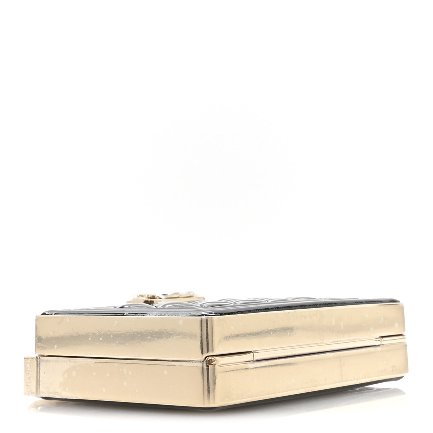 Patent Calfskin Boy Minaudiere Black
