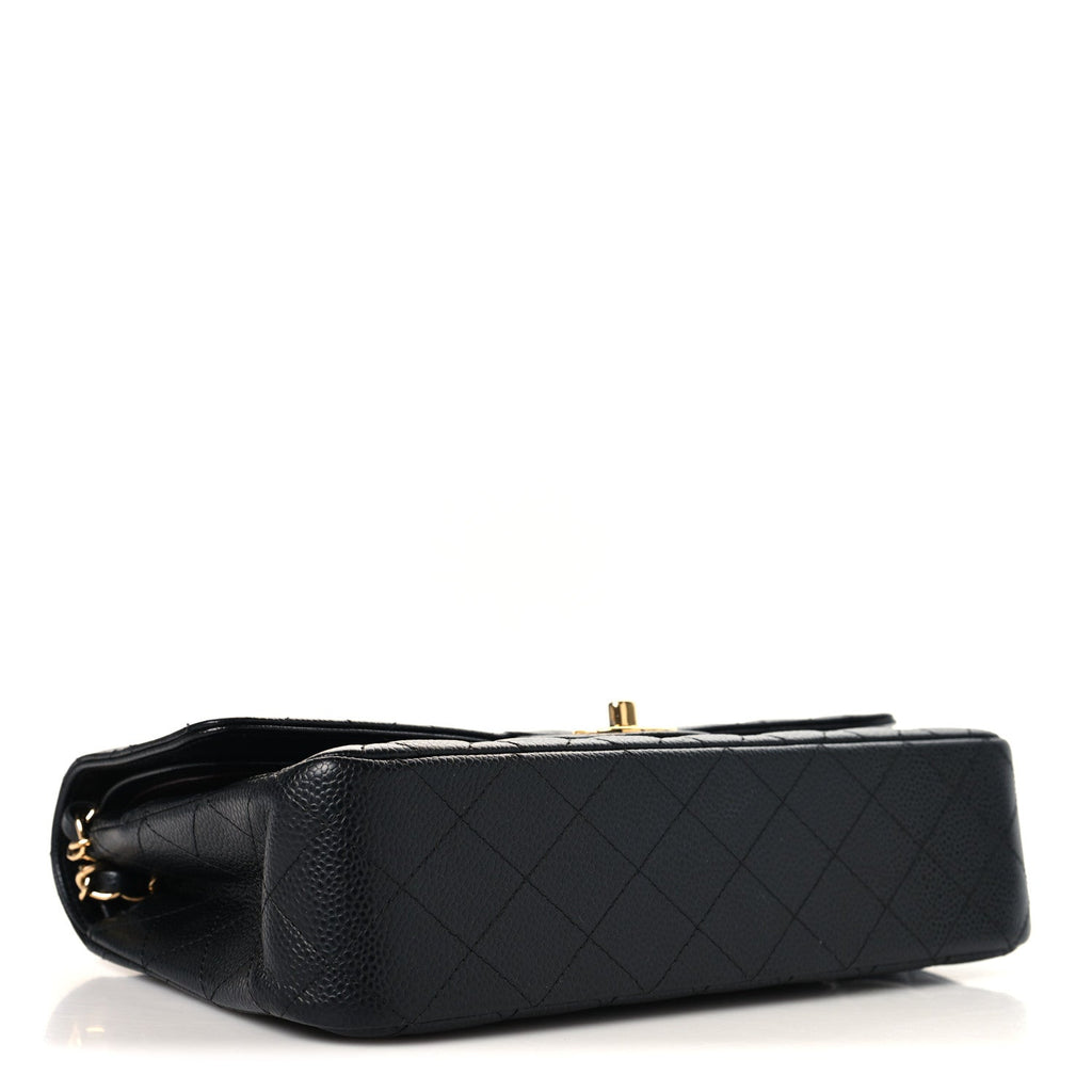 Caviar Quilted Medium Double Flap Black