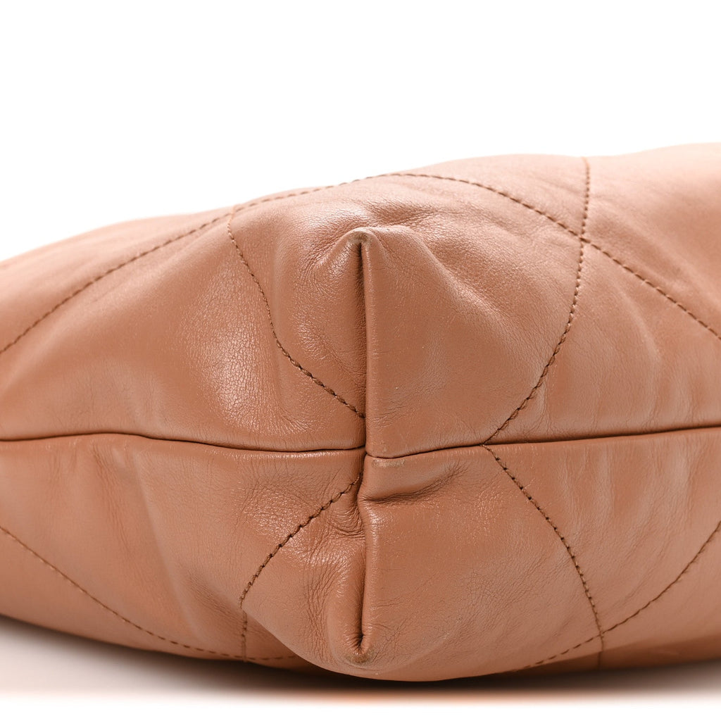Shiny Calfskin Quilted Chanel 22 Camel