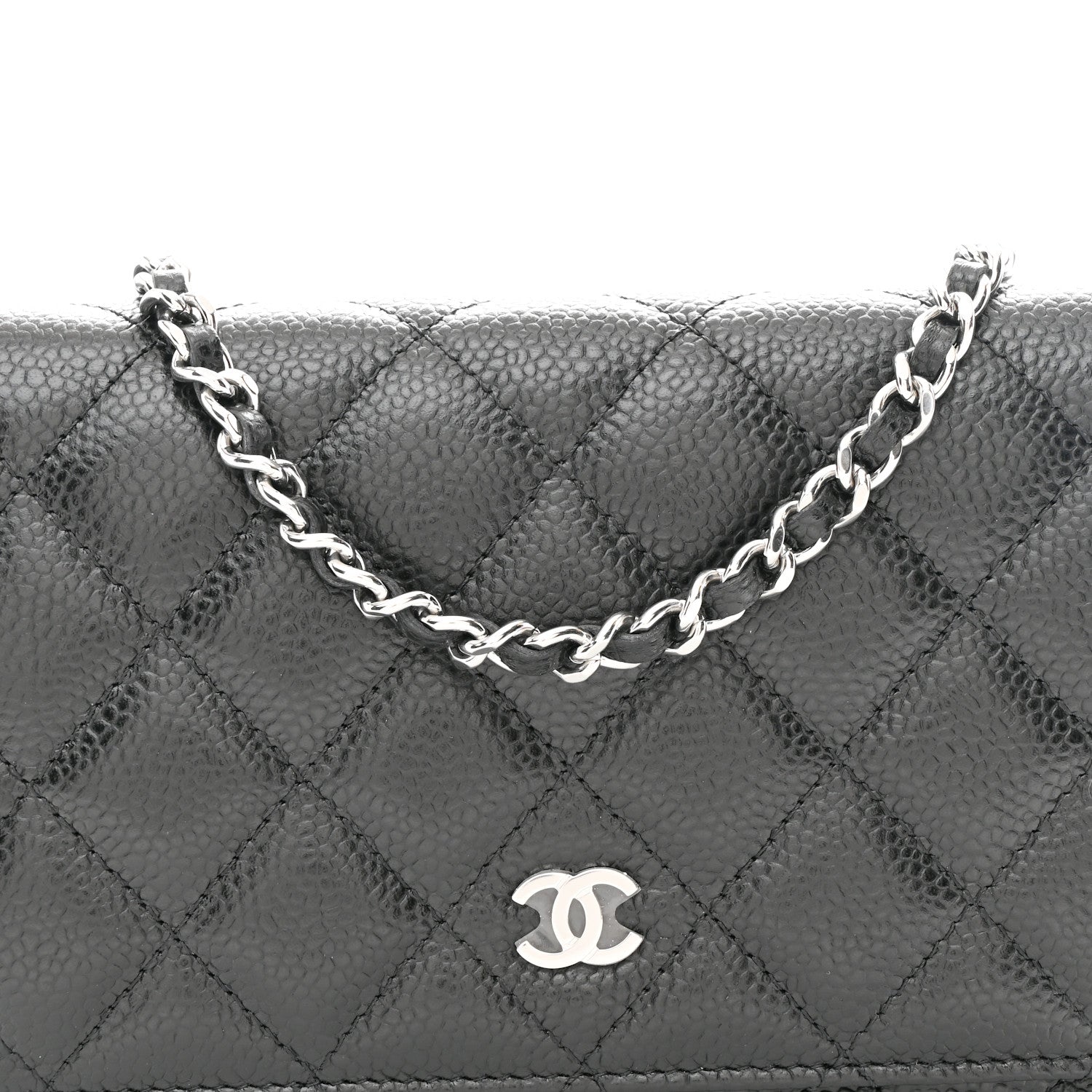 Caviar Quilted Wallet on Chain WOC Black