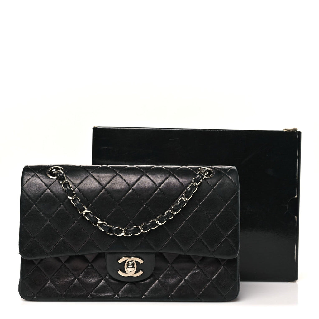 Lambskin Quilted Medium Double Flap Black