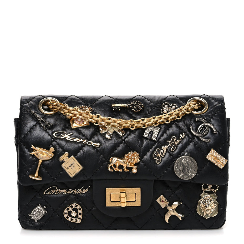Aged Calfskin Lucky Charms 2.55 Reissue 224 Flap Black
