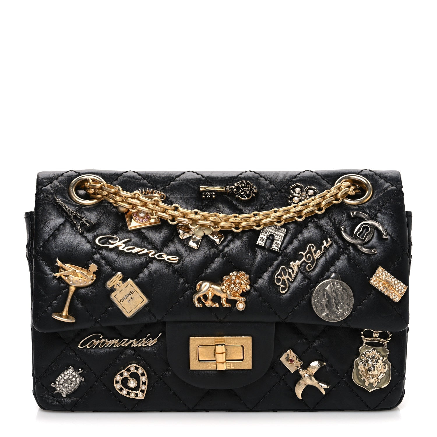 Aged Calfskin Lucky Charms 2.55 Reissue 224 Flap Black