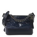 Aged Calfskin Quilted Small Gabrielle Hobo Navy