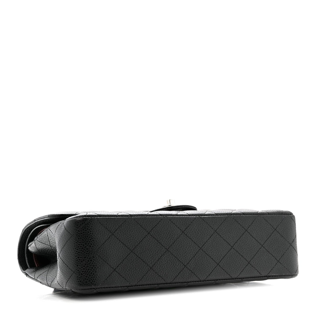 Caviar Quilted Medium Double Flap Black