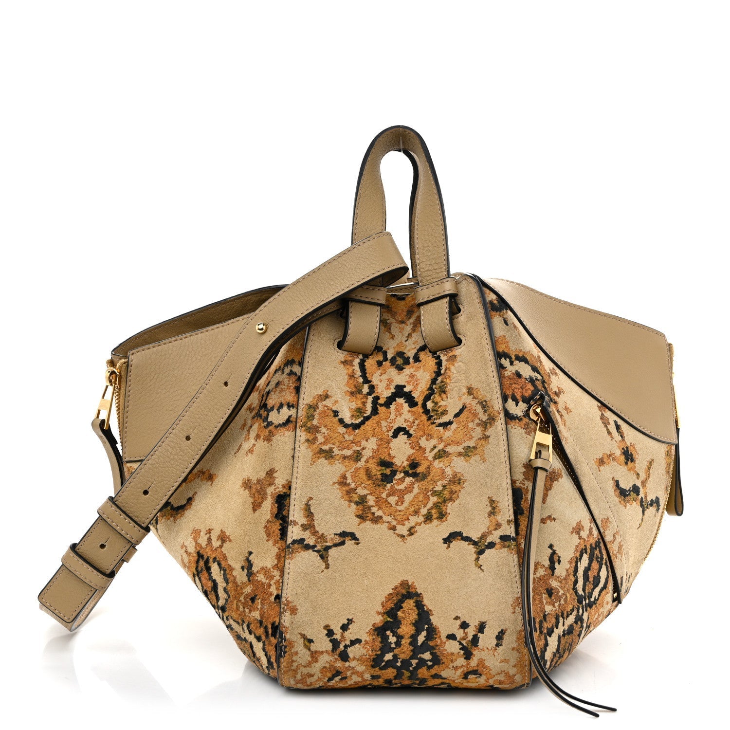 Suede Tapestry Small Hammock Shoulder Bag Multicolor