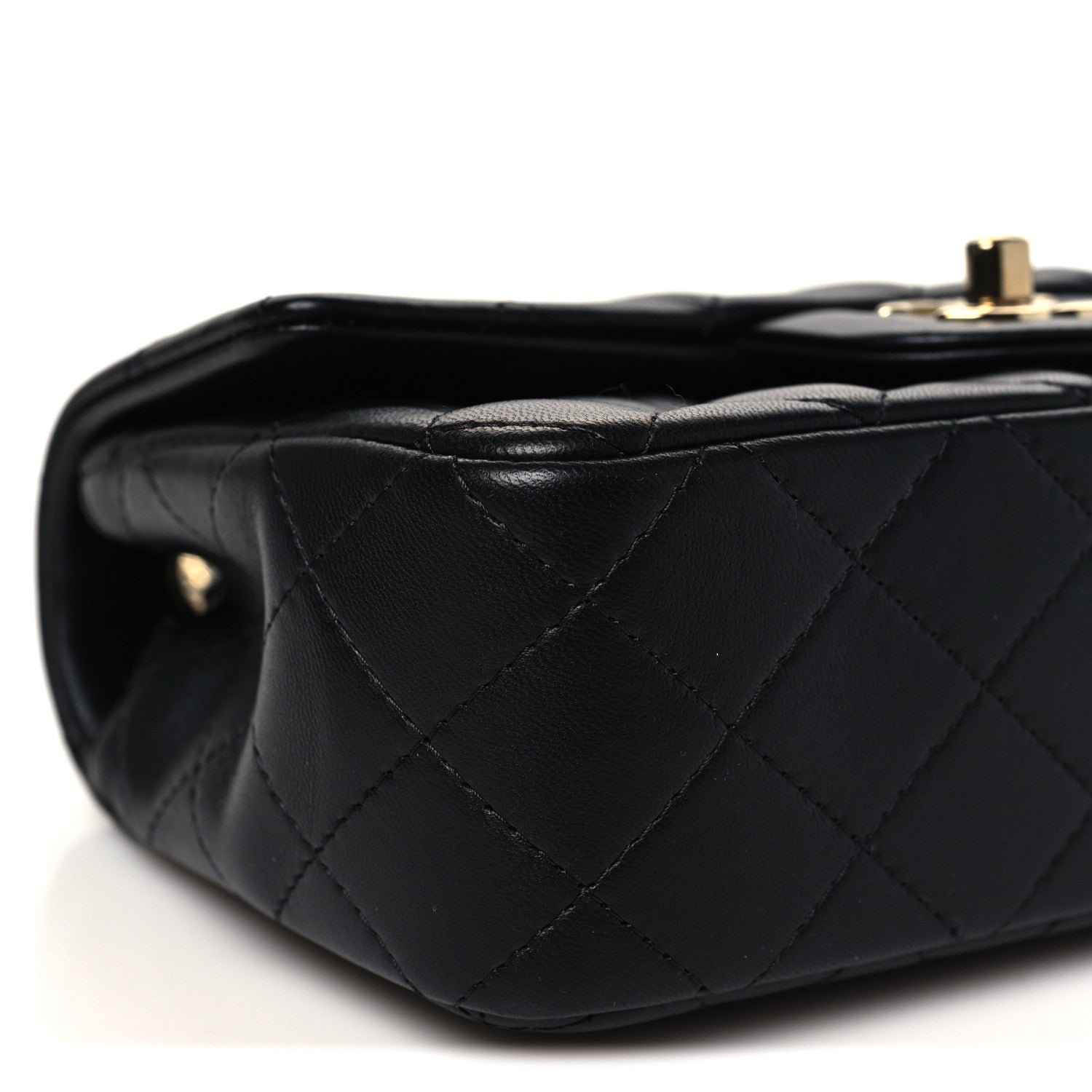 Lambskin Quilted Mini Rectangular Flap Black