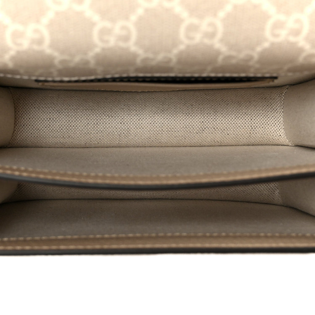 GG Supreme Monogram Textured Dollar Calfskin Mini Retro Interlocking G Flap Shoulder Bag Beige Mystic White Oatmeal