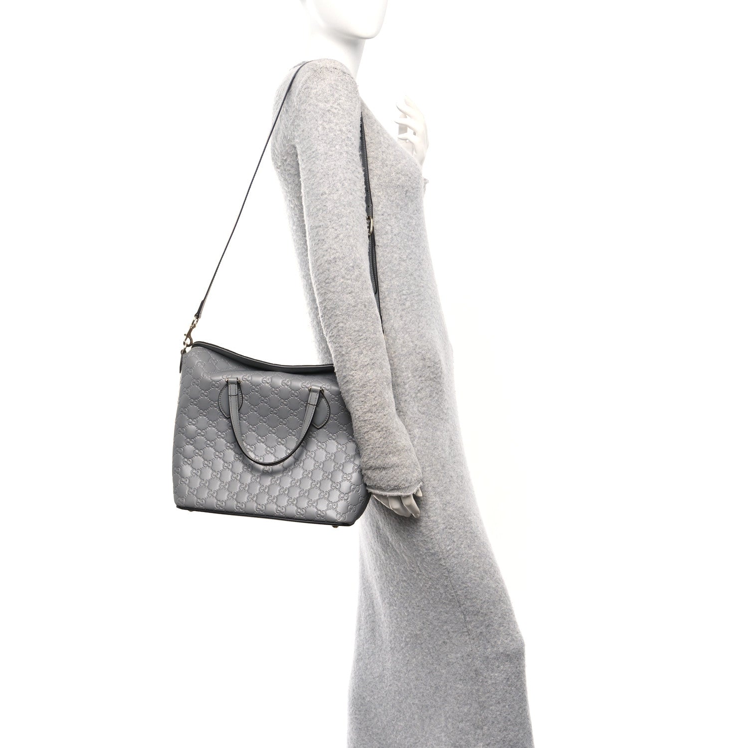 Guccissima Linea A Foldover Tote Storm Grey