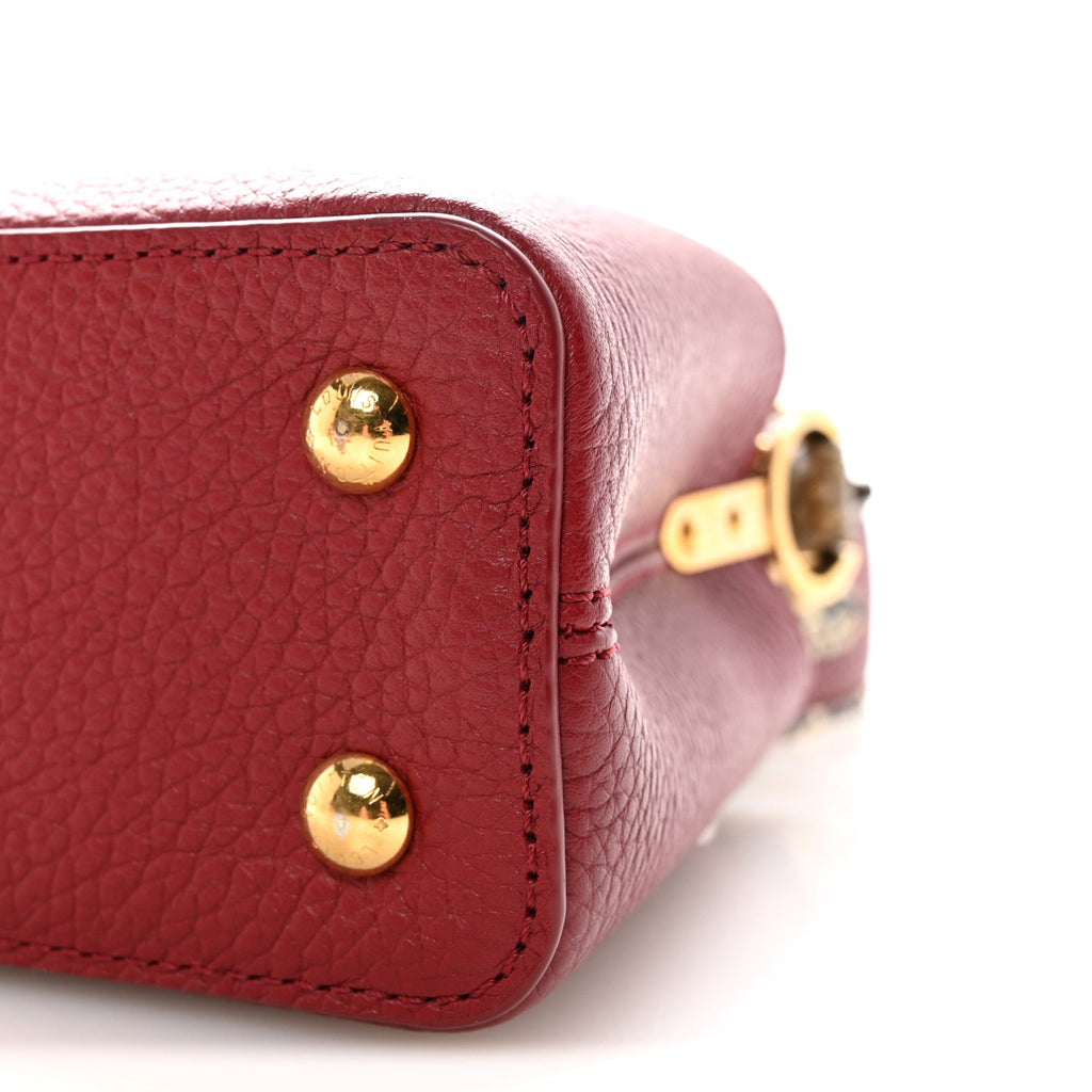 Taurillon Snakeskin Mini Capucines Burgundy