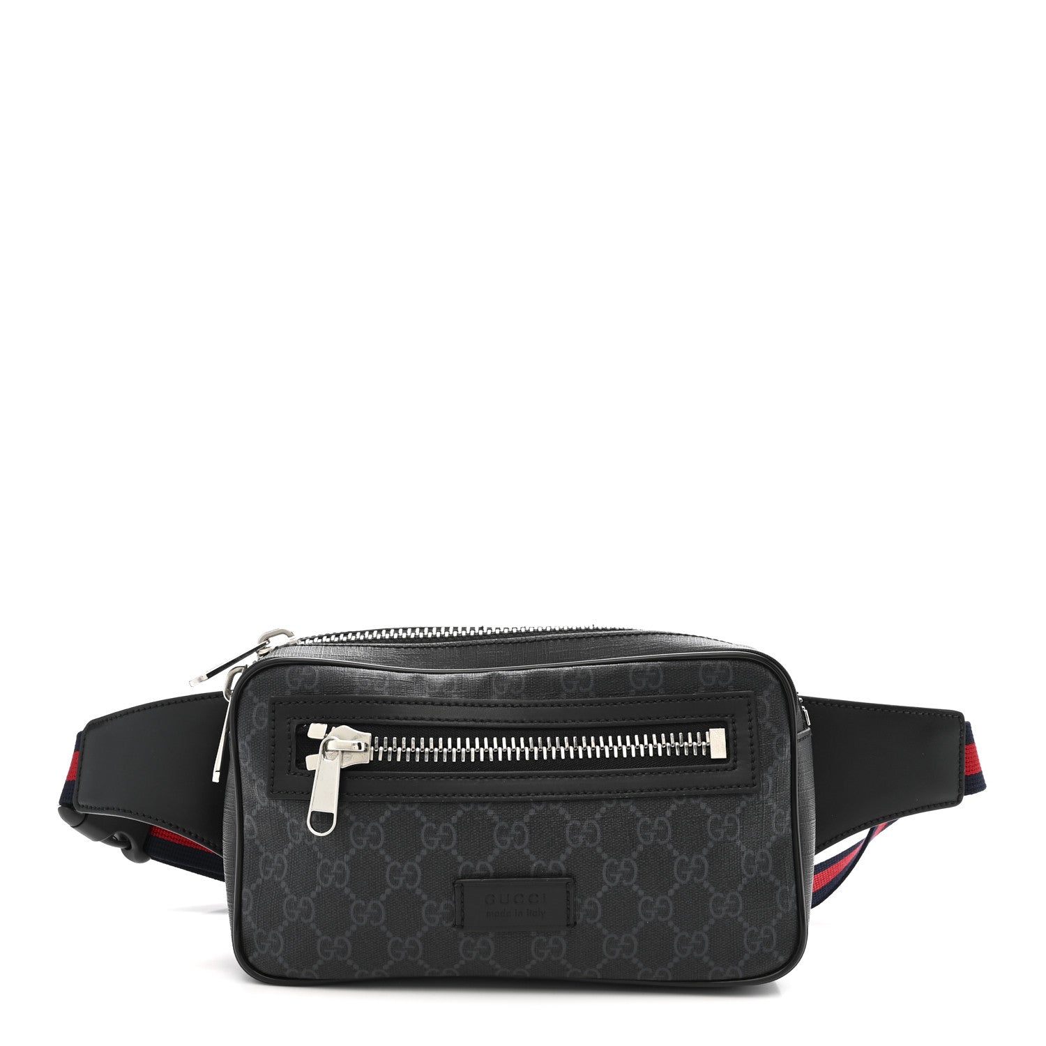 Soft GG Supreme Monogram Web Belt Bag Black Grey